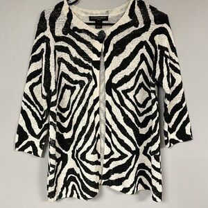 A. GIANNETTI Cardigan, One Button Sweater Zebra Animal Print Cotton Blend, L